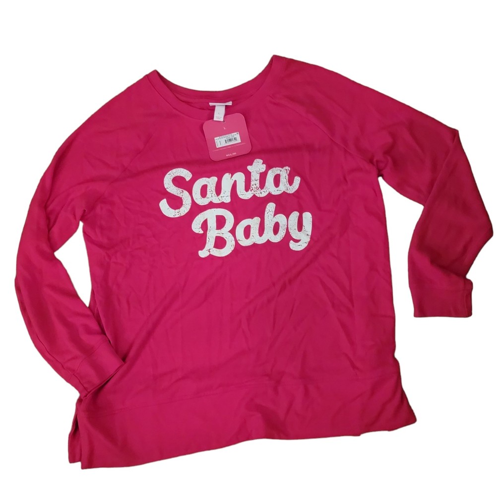 Isabel Maternity Womens Red Extremely‎ Soft Crew Neck Pullover Sweatshirt Size L